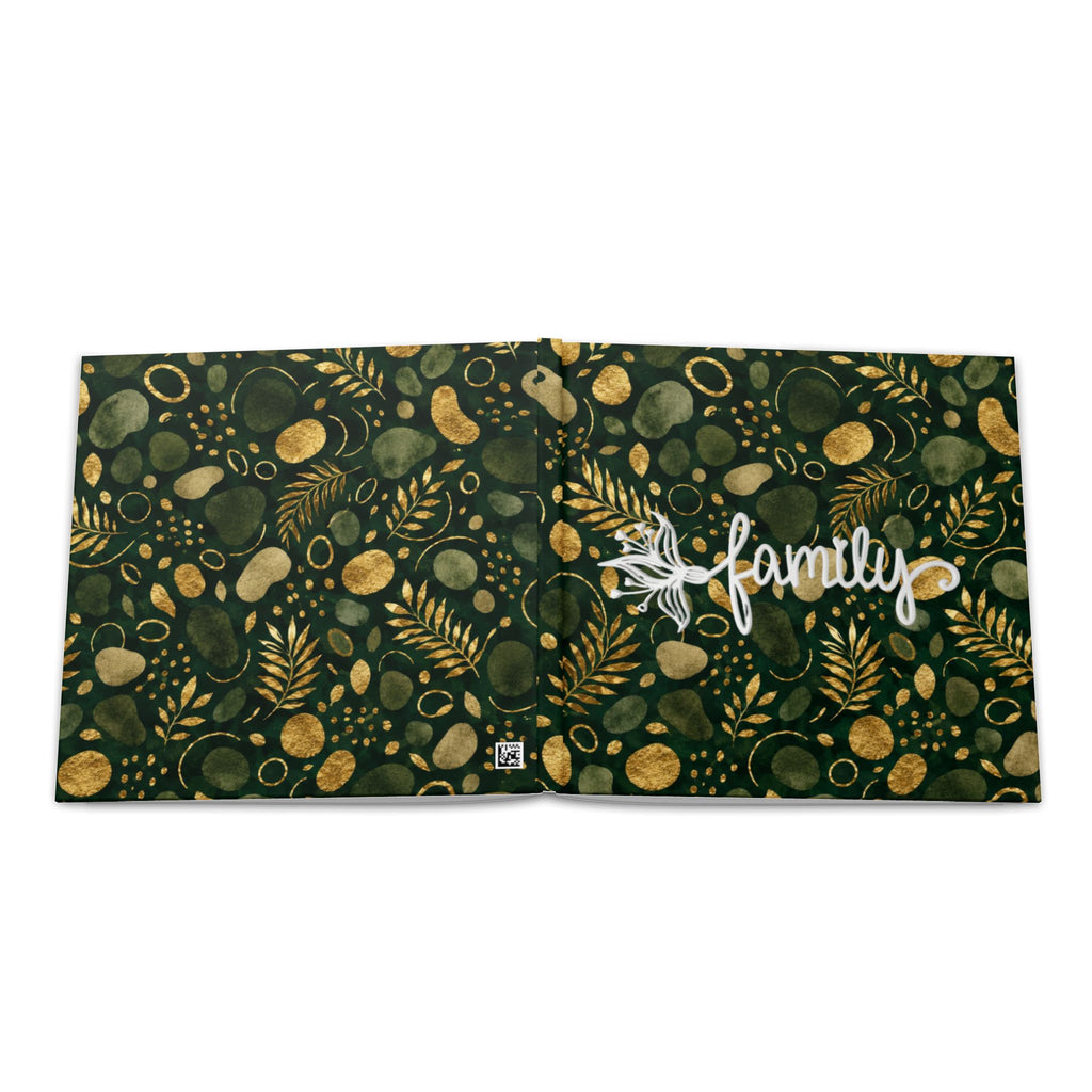 Green and Gold Leaf Pattern Hardcover Photo Book | Botanical Abstract Art