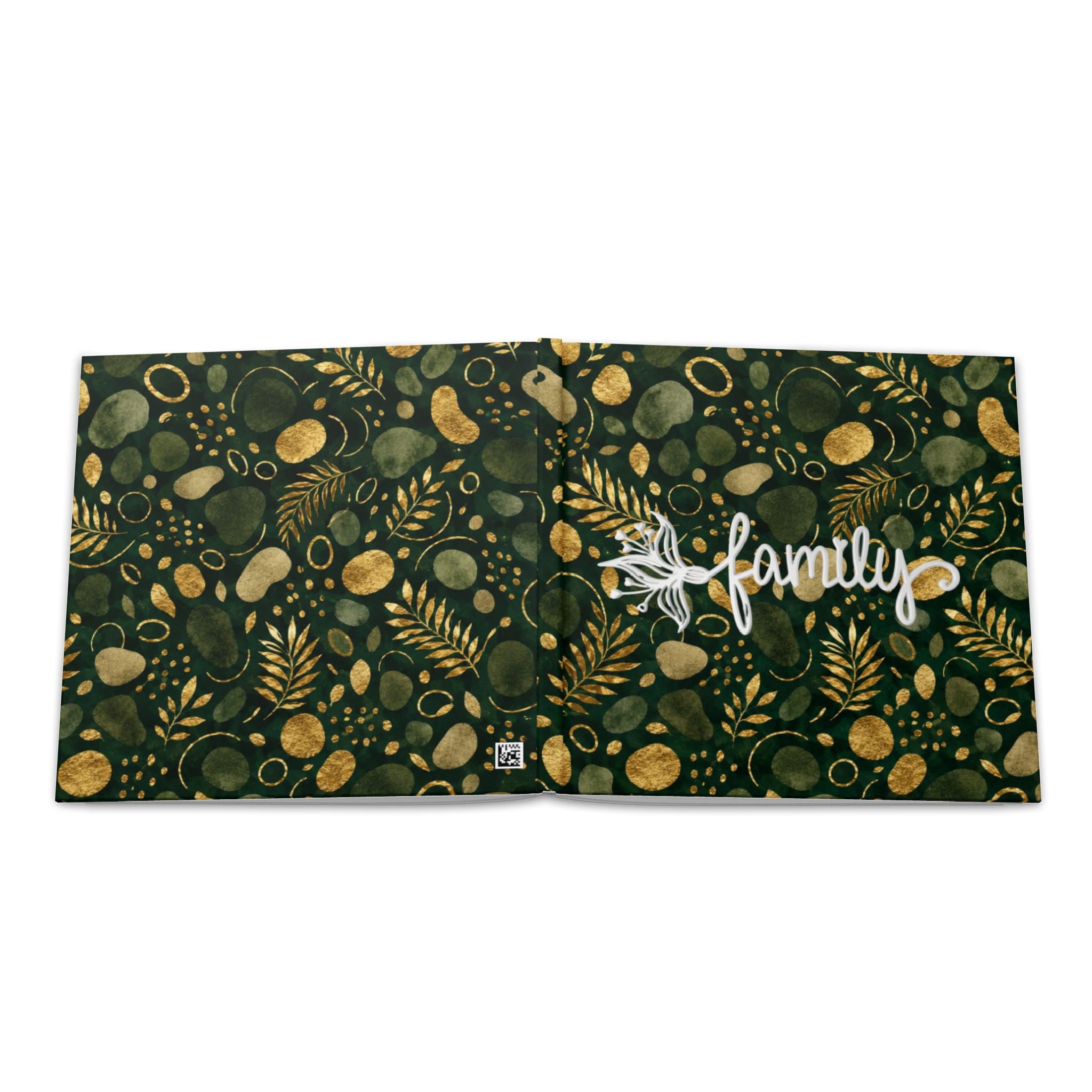 Green and Gold Leaf Pattern Hardcover Photo Book | Botanical Abstract Art