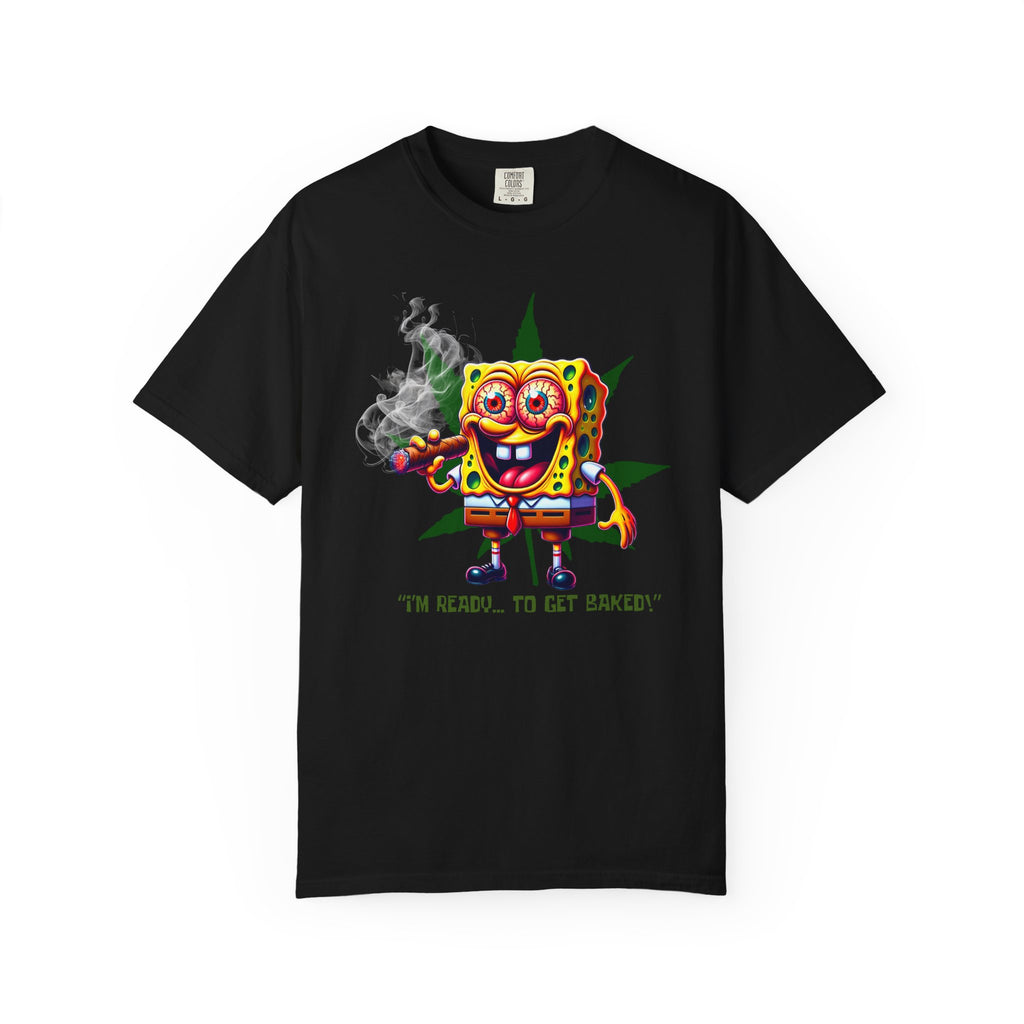 Psychedelic Sponge Character, T-Shirt | Smoking Sponge with Leaf