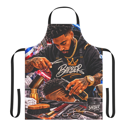 Barber Shop Scene Apron | Barber Tools Haircut Illustration
