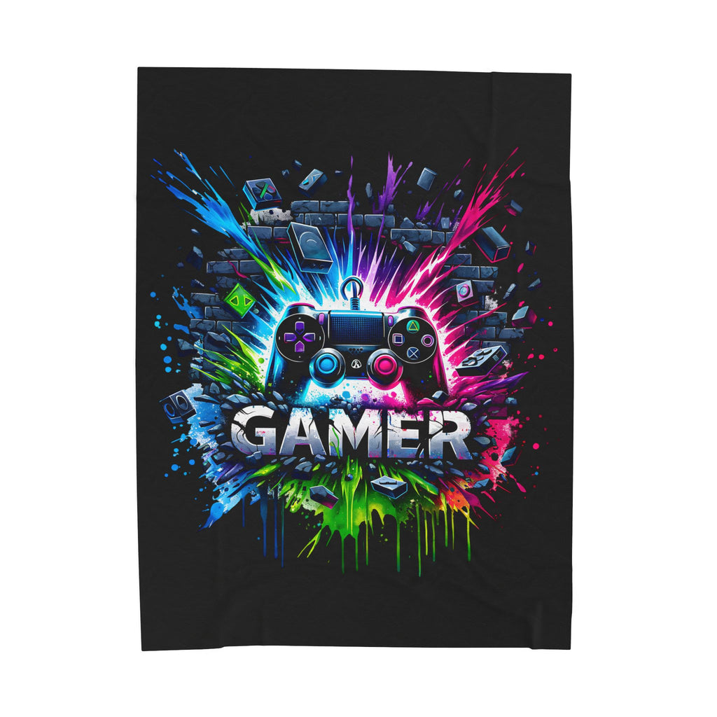 Colorful Gamer Controller Blanket | Video Game Splash Design