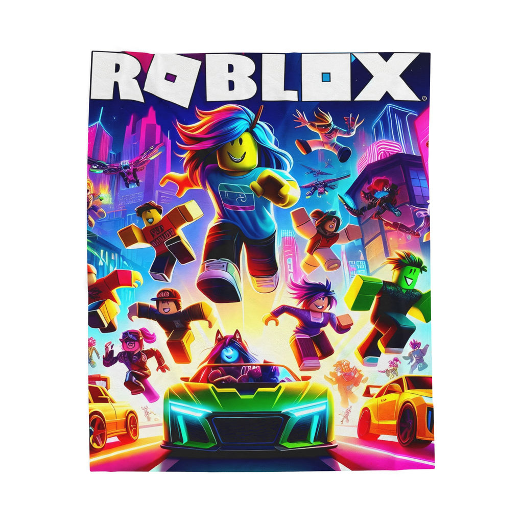 Roblox Characters Velveteen Plush Blanket | Neon Game Scene