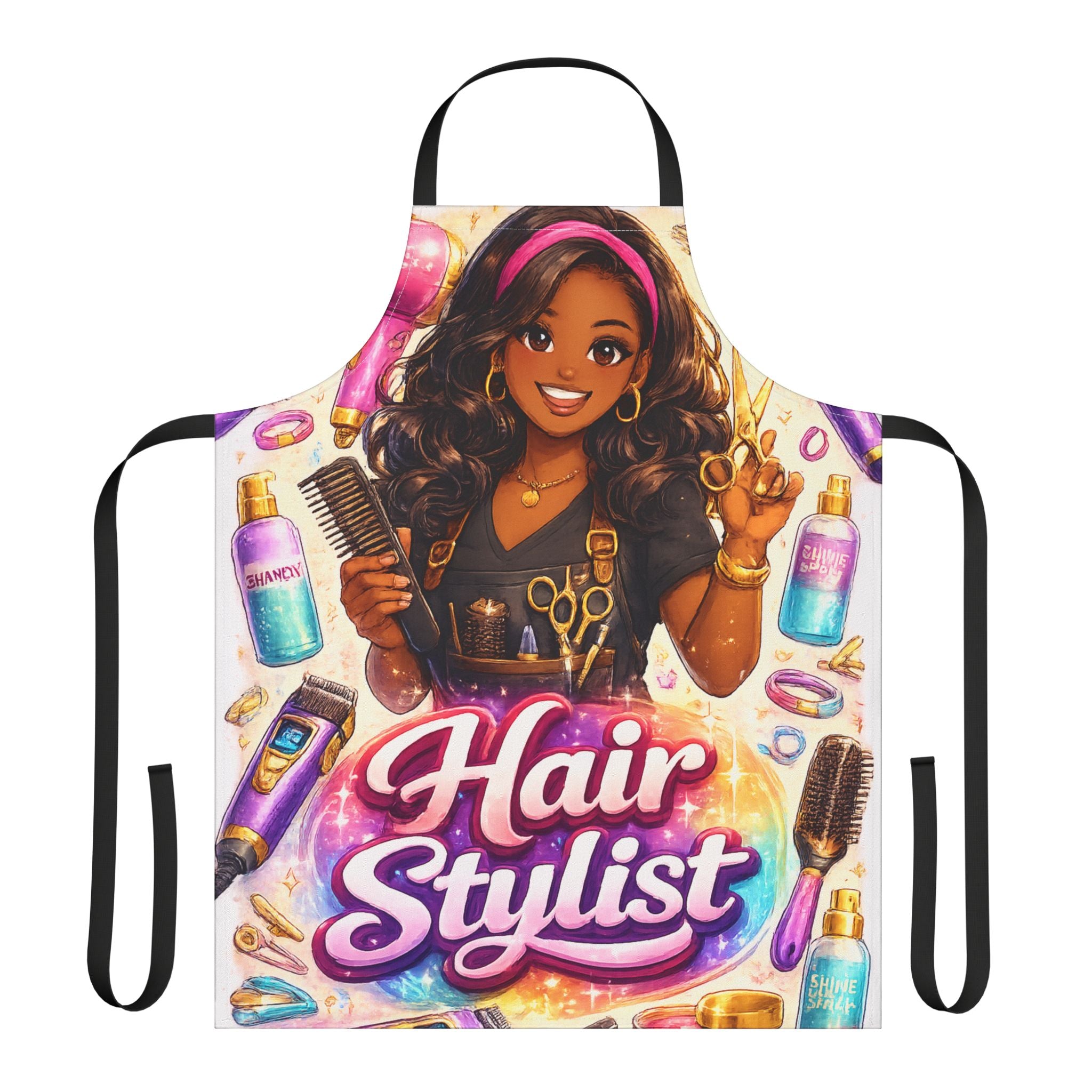 Colorful Beauty Tools Illustration Apron | Hair Stylist Tools