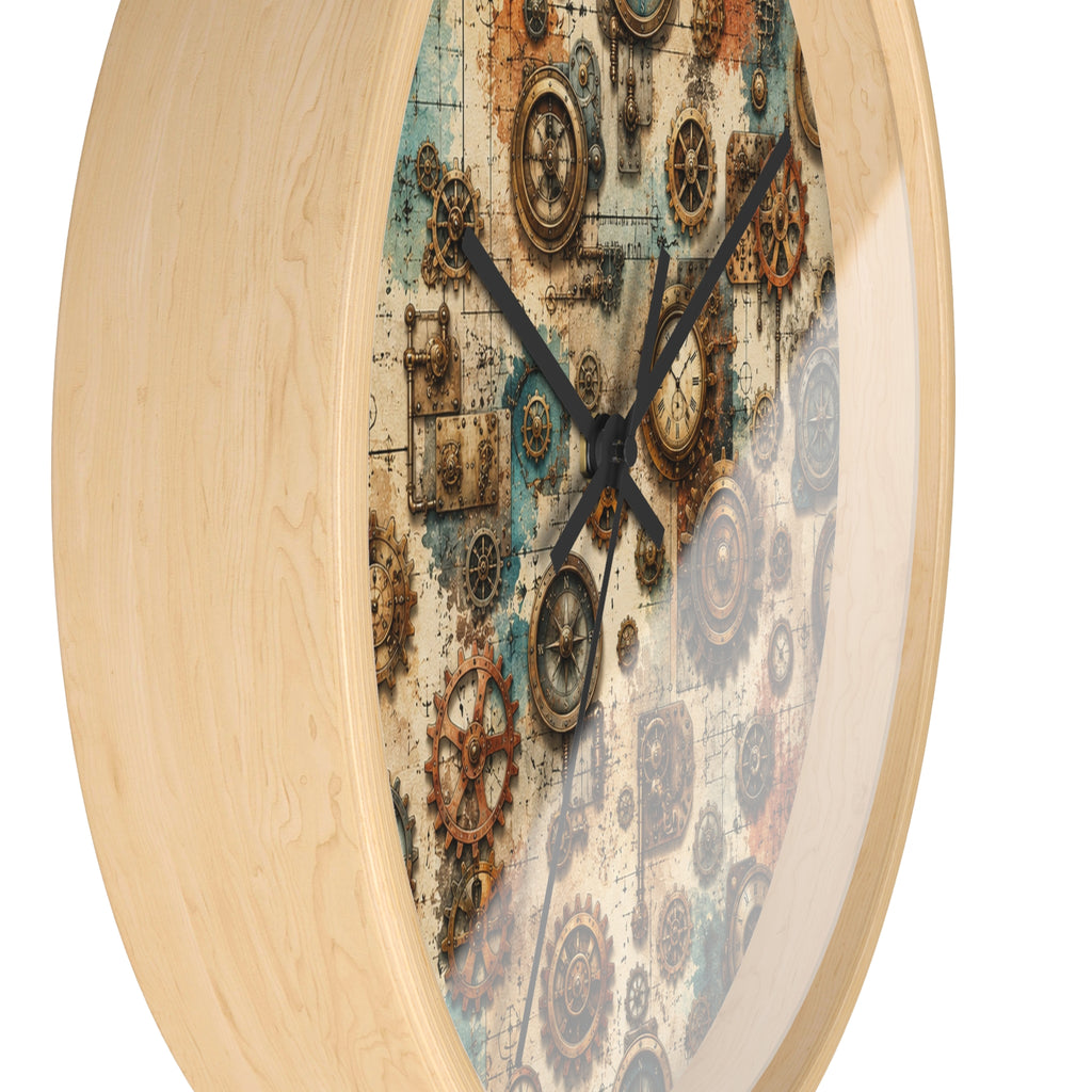 Steampunk Gears Wall Clock, Vintage Industrial Gearwork Timepiece
