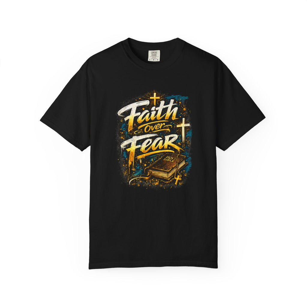 Faith Over Fear Christian Cross T-shirt | Bible Verse Typography