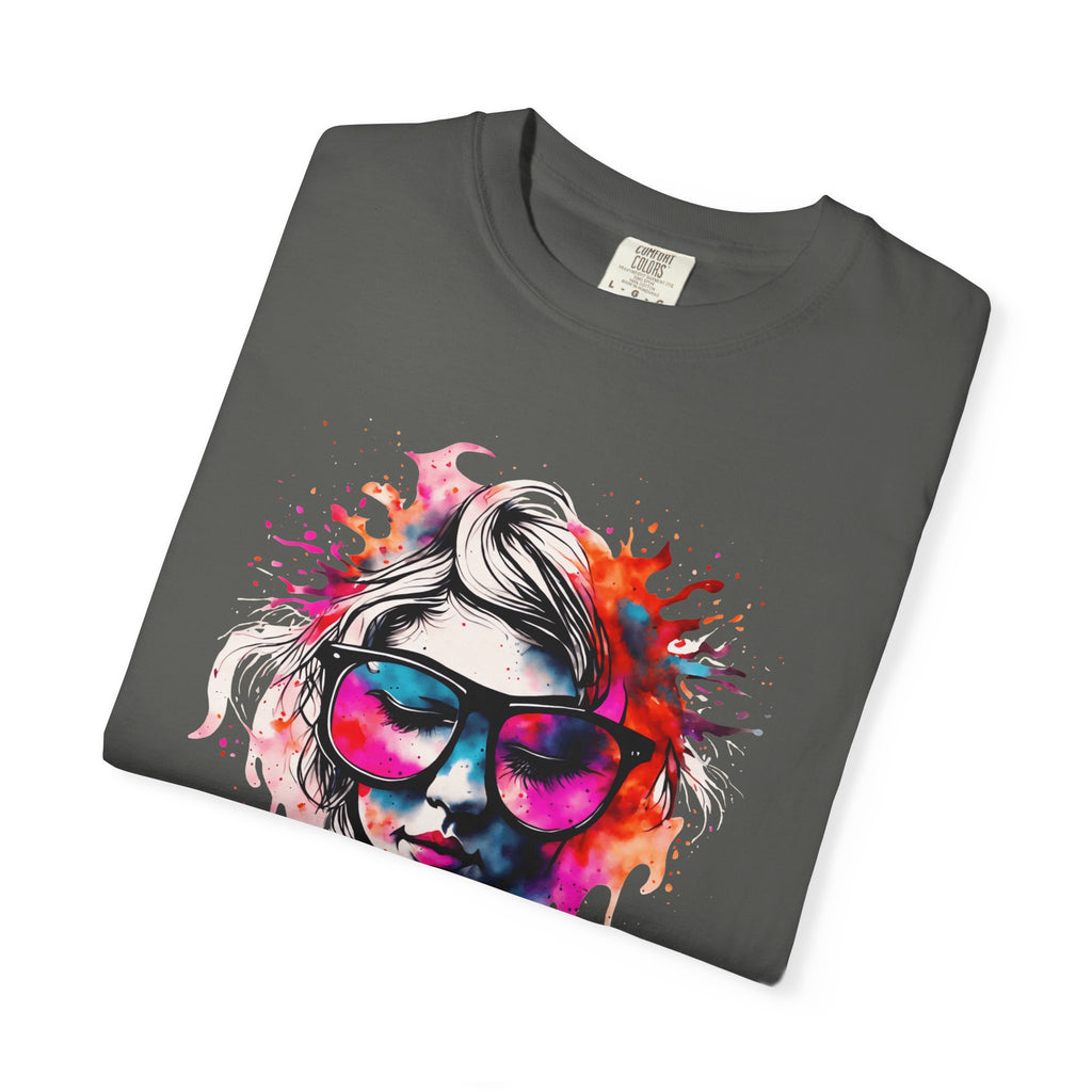 Colorful Drip Sunglasses Portrait T-Shirt | Watercolor Face Art