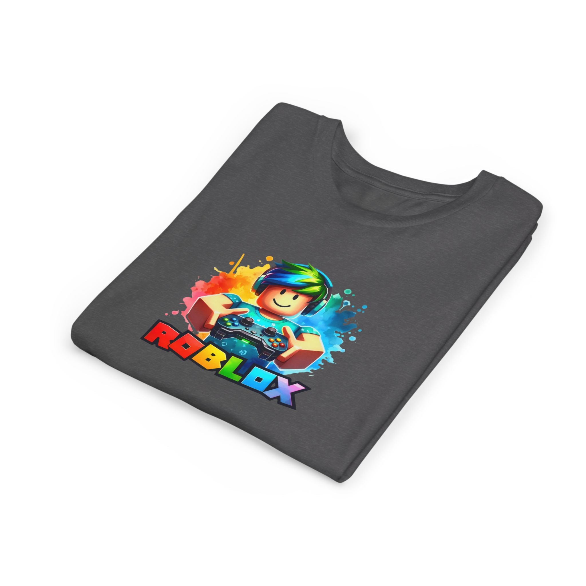Rainbow Roblox Character Youth Tee | Gaming Logo Kids Shirt